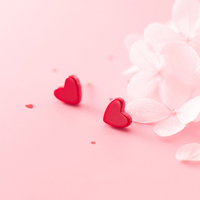 Red Heart Post Back Stud Earrings by Enchanted Bounding™