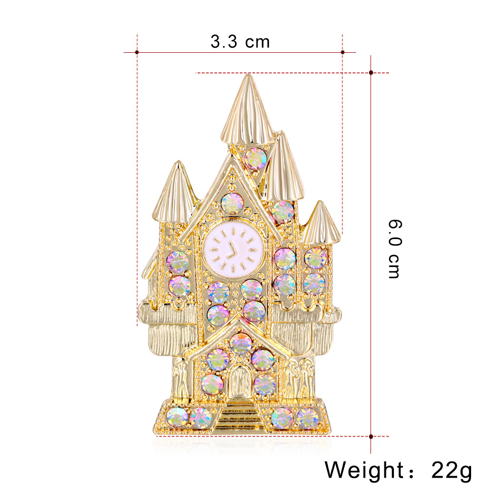Cinderella's Iridescent Rhinestone Clock Tower Brooch by Enchanted Bounding™