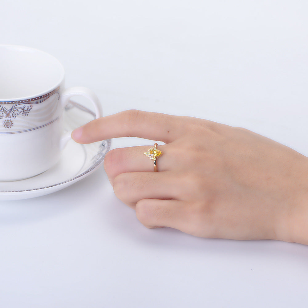 Sterling Silver Gold-tone Citrine Shaded Zircon Gemstone Ring by Enchanted Bounding™