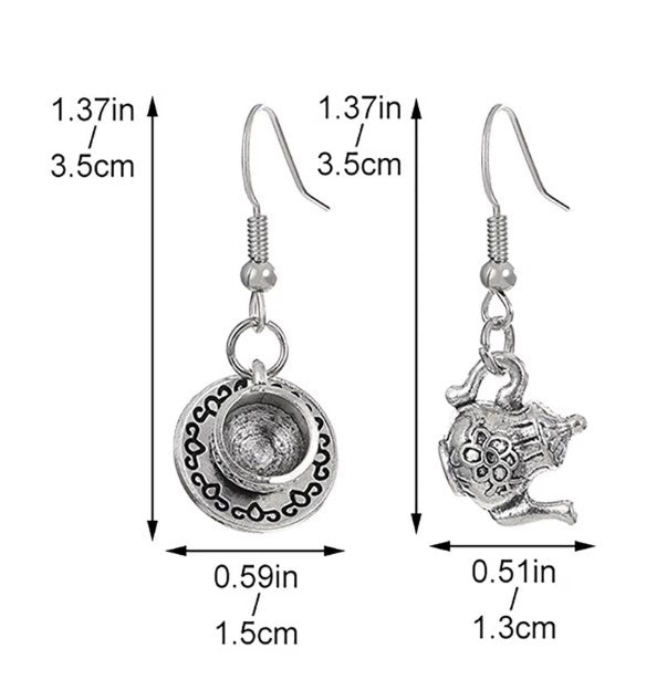 Teapot Teacup Hook Dangle Earrings by Enchanted Bounding™
