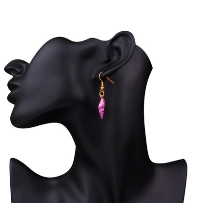 Purple Sea Shell Dangle Post Back Earrings by Enchanted Bounding™