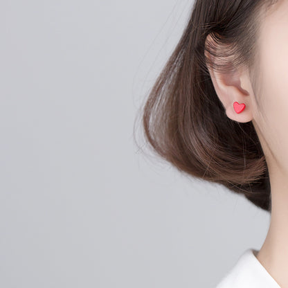 Red Heart Post Back Stud Earrings by Enchanted Bounding™