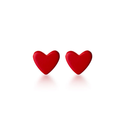 Red Heart Post Back Stud Earrings by Enchanted Bounding™