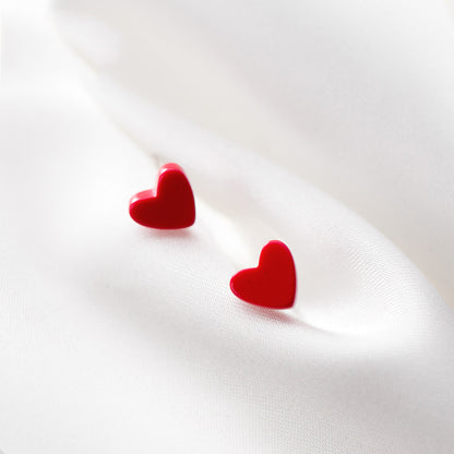 Red Heart Post Back Stud Earrings by Enchanted Bounding™