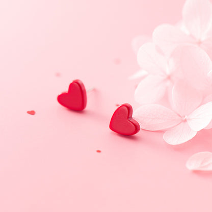 Red Heart Post Back Stud Earrings by Enchanted Bounding™