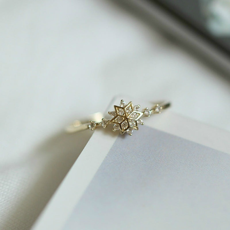 Snowflake Cubic Zirconia Gold-tone Ring by Enchanted Bounding™ 