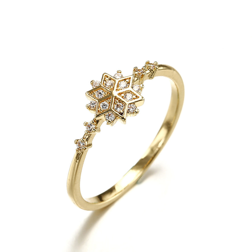 Snowflake Cubic Zirconia Gold-tone Ring by Enchanted Bounding™ 