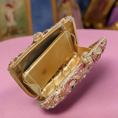 Pink Rose Crystal Inlay Clutch Handbag - Enchanted Bounding™