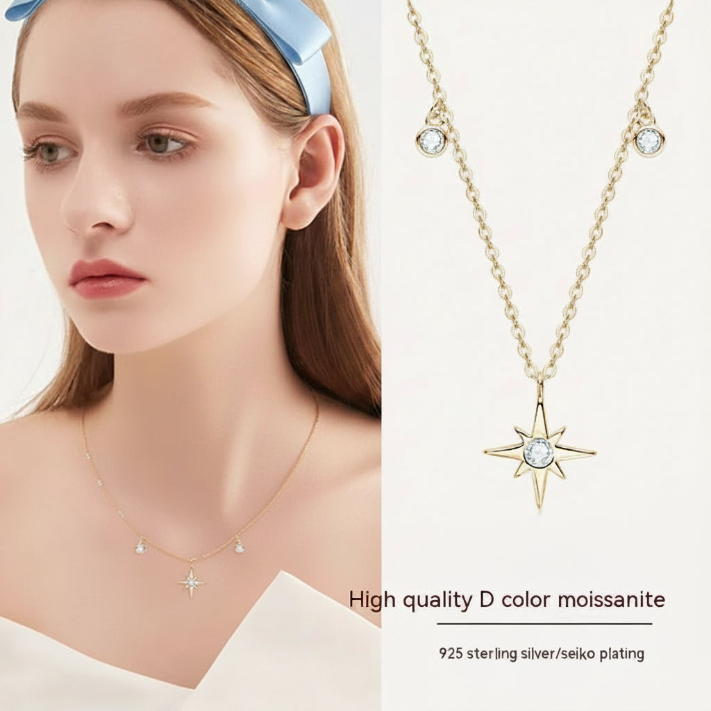Gold-tone and Sterling Silver North Star Necklace by Enchanted Bounding™