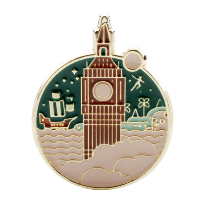 Peter’s Flight Over Big Ben Enamel Lapel Pin by Enchanted Bounding™