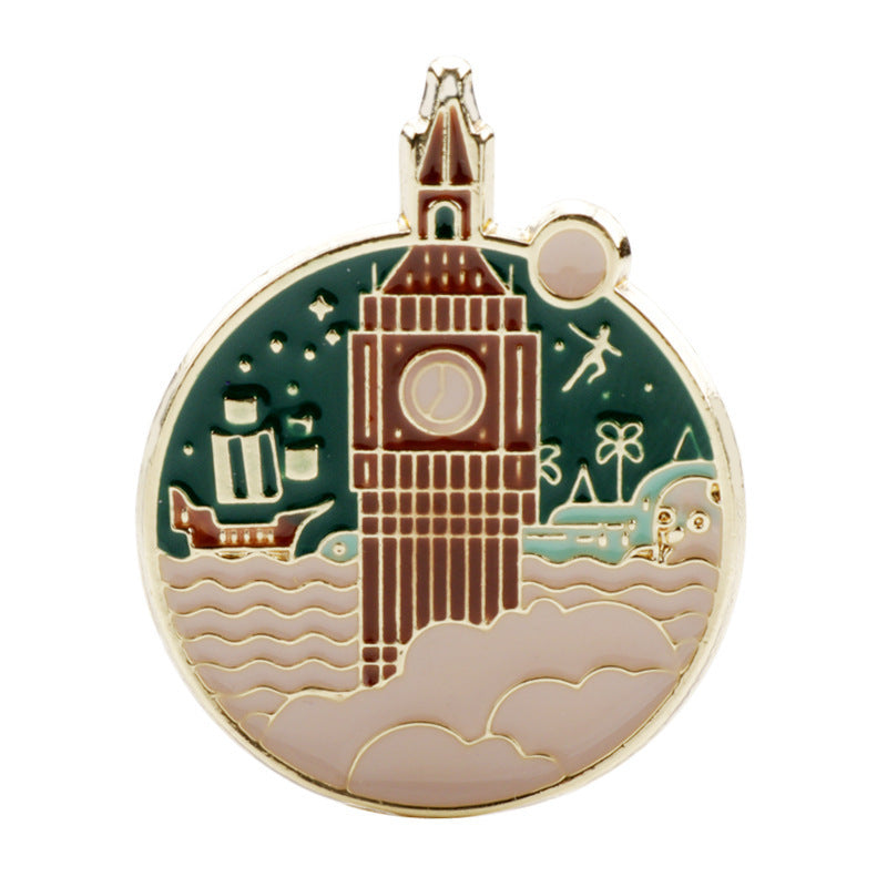 Peter’s Flight Over Big Ben Enamel Lapel Pin by Enchanted Bounding™ 