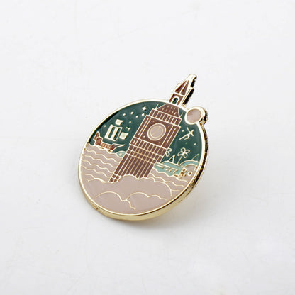 Peter’s Flight Over Big Ben Enamel Lapel Pin by Enchanted Bounding™