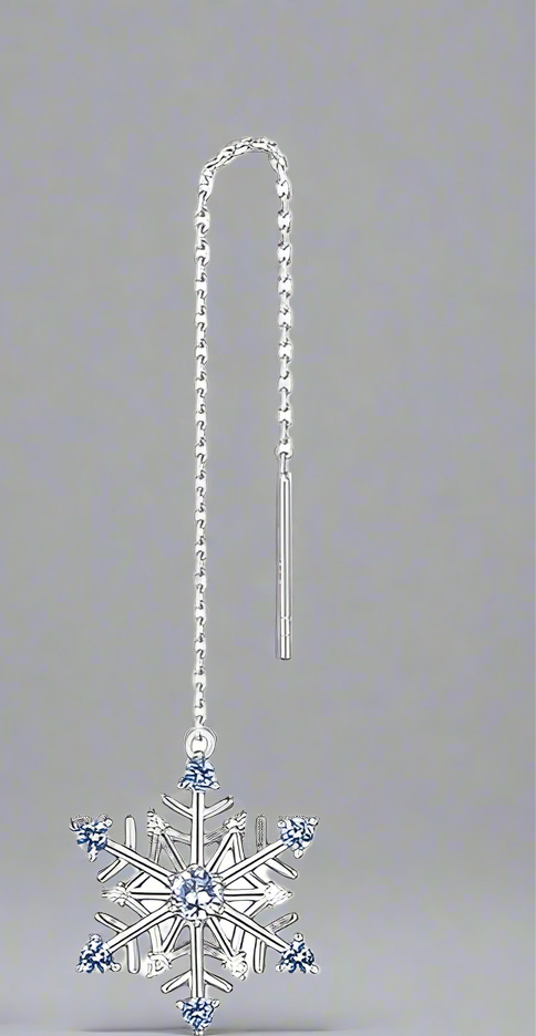 Sterling Silver Snowflake Thread Earrings - Enchanted Bounding™ 