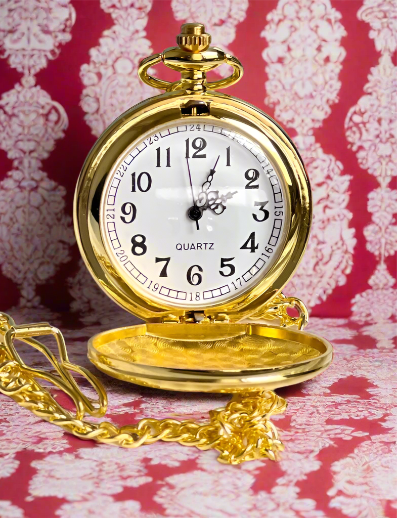 The White Rabbit’s Gold-tone Pocket Watch & Chain by Enchanted Bounding™ 