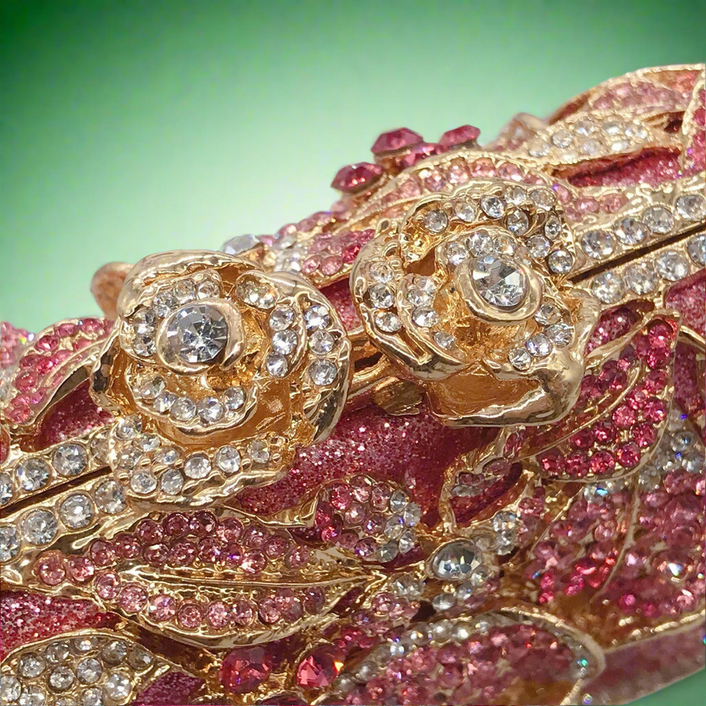 Pink Rose Crystal Inlay Clutch Handbag - Enchanted Bounding™ 