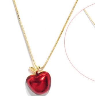 14K Gold Plated Red Apple Red Zircon Gemstone Double-Sided Pendant Necklace - Enchanted Bounding™