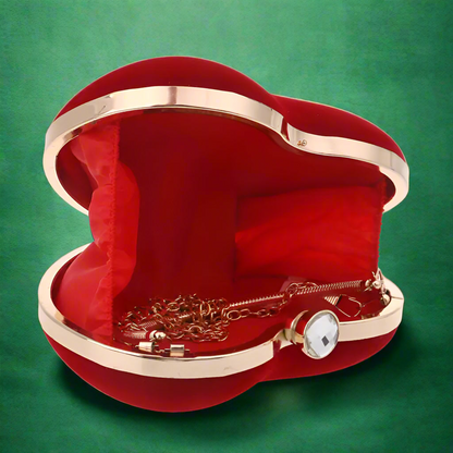 Red Velveteen Heart Clutch Handbag by Enchanted Bounding™