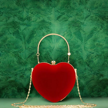 Red Velveteen Heart Clutch Handbag by Enchanted Bounding™