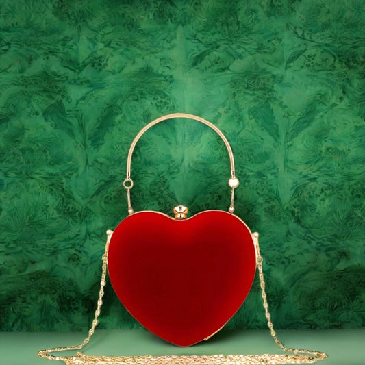 Red Velveteen Heart Clutch Handbag by Enchanted Bounding™