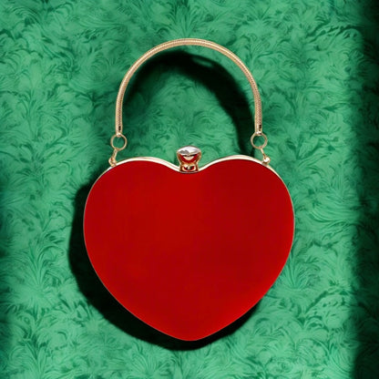 Red Velveteen Heart Clutch Handbag by Enchanted Bounding™