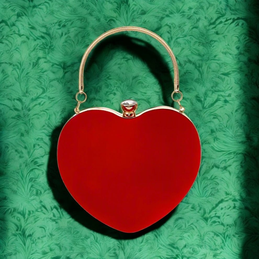 Red Velveteen Heart Clutch Handbag by Enchanted Bounding™ 