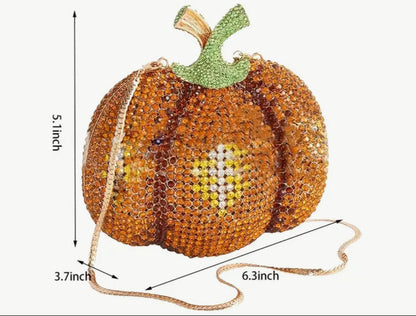 Pumpkin Crystal Inlay Clutch Handbag by Enchanted Bounding™