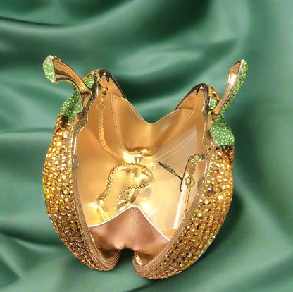 Pumpkin Crystal Inlay Clutch Handbag by Enchanted Bounding™