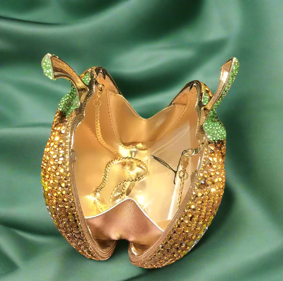 Pumpkin Crystal Inlay Clutch Handbag by Enchanted Bounding™ 