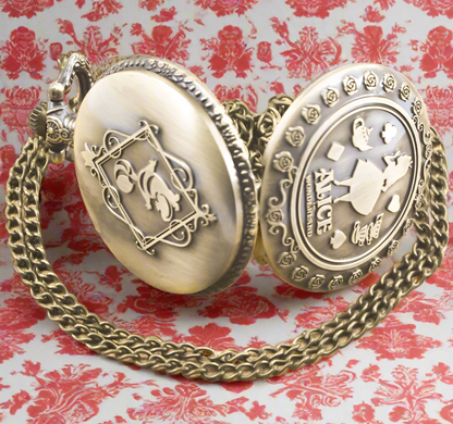 Alice & White Rabbit Gold-tone Pocket Watch by Enchanted Bounding™
