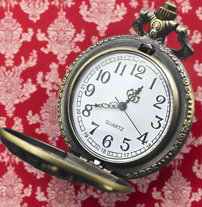 Alice & White Rabbit Gold-tone Pocket Watch by Enchanted Bounding™