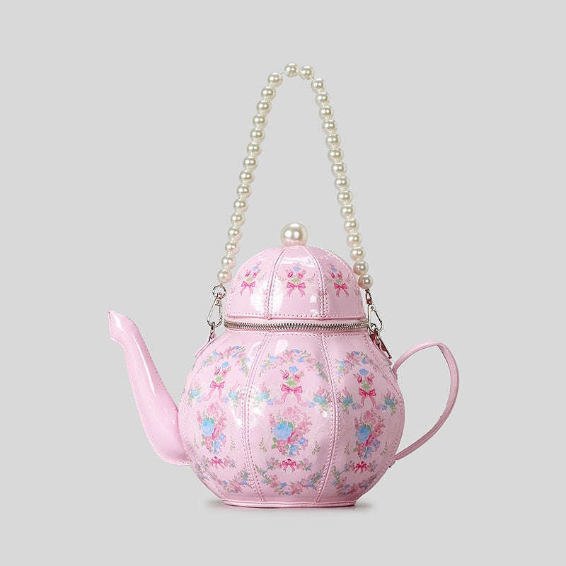 Mad Tea-Party White & Pink Handbag by Enchanted Bounding™