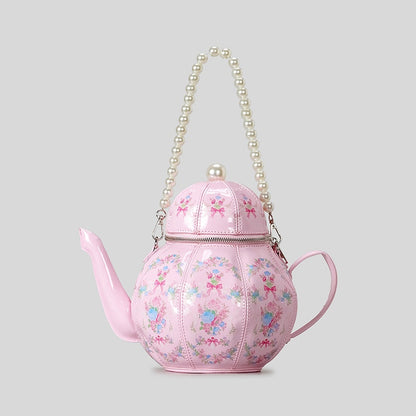 Mad Tea-Party White & Pink Handbag by Enchanted Bounding™