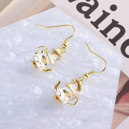Mouse In a Teapot Hook Dangle Earrings by Enchanted Bounding™