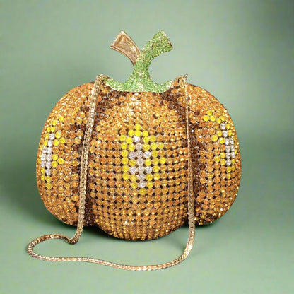 Pumpkin Crystal Inlay Clutch Handbag by Enchanted Bounding™