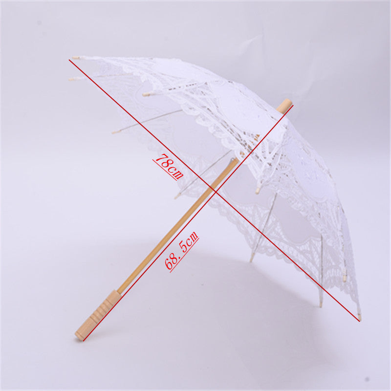 Costume Accessory Embroidered Crocheted Sun Umbrella Wooden Handle by Enchanted Bounding™
