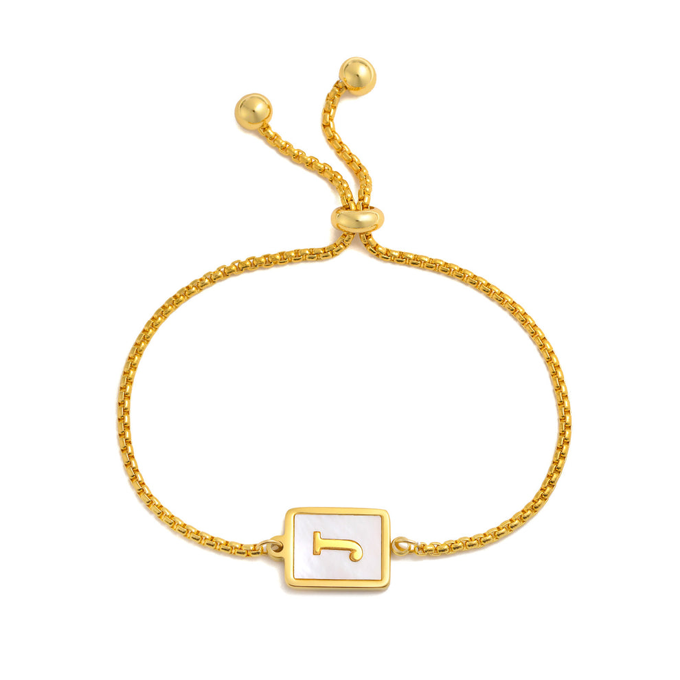 Stainless Steel English Letter Square Gold Bracelet Adjustable 