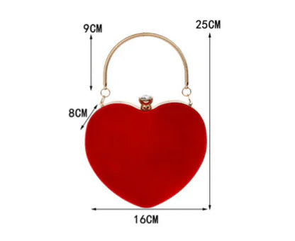 Red Velveteen Heart Clutch Handbag by Enchanted Bounding™