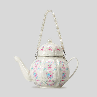 Mad Tea-Party White & Pink Handbag by Enchanted Bounding™