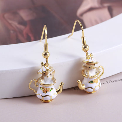 Mouse In a Teapot Hook Dangle Earrings by Enchanted Bounding™