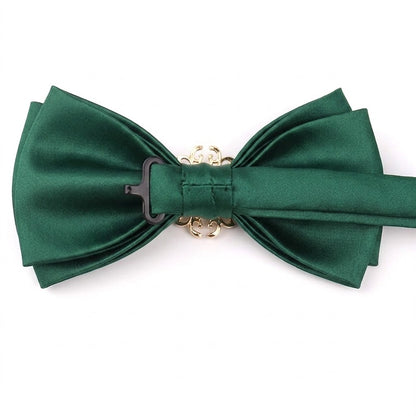 Men's Green & Gold-tone Leave Wrapped Bowtie by Enchanted Bounding™