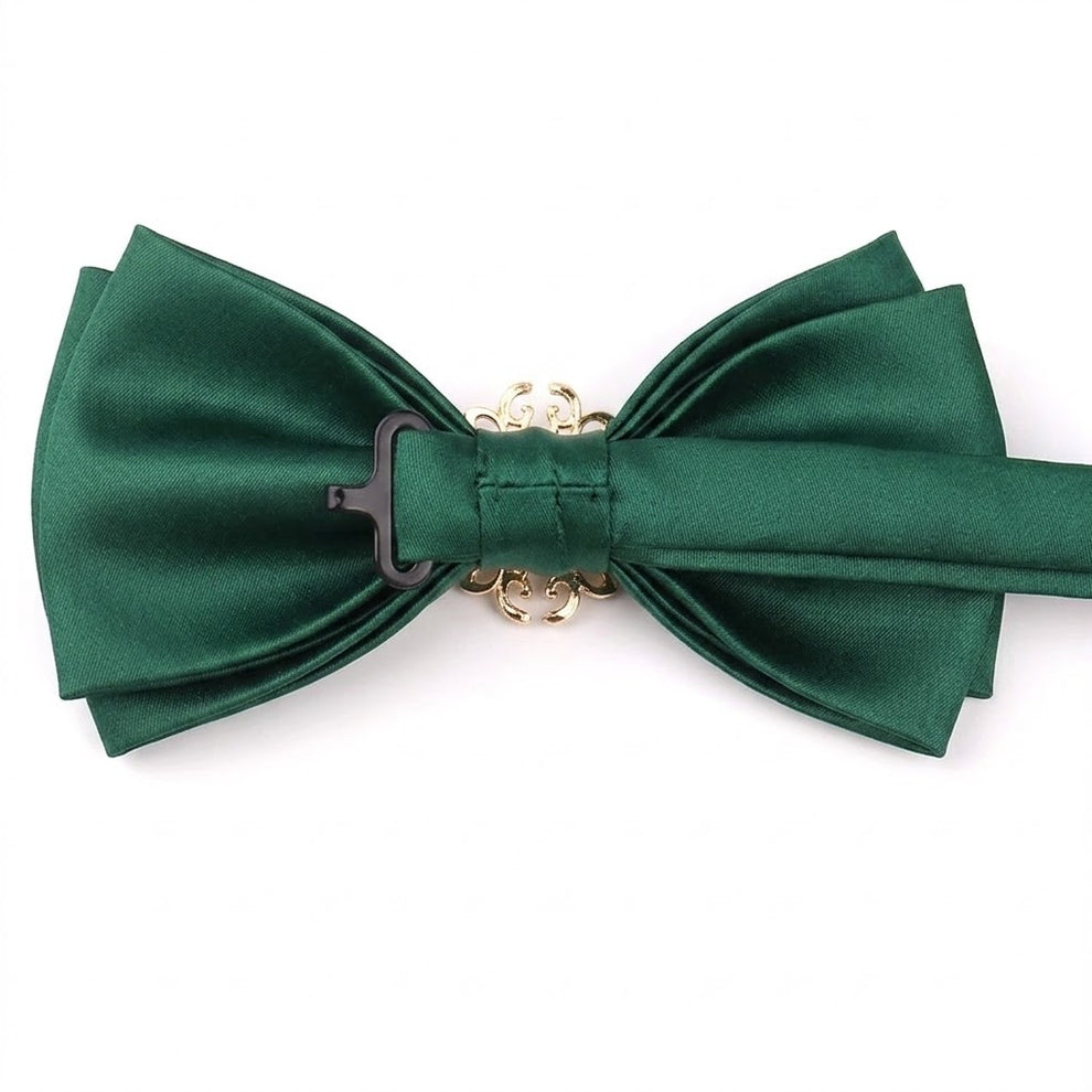 Men's Green & Gold-tone Leave Wrapped Bowtie by Enchanted Bounding™ 